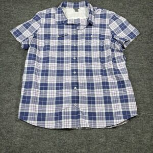 Eddie Bauer Men's 2xl Classic Fit Plaid‎ Blue & White Button Up Shirt